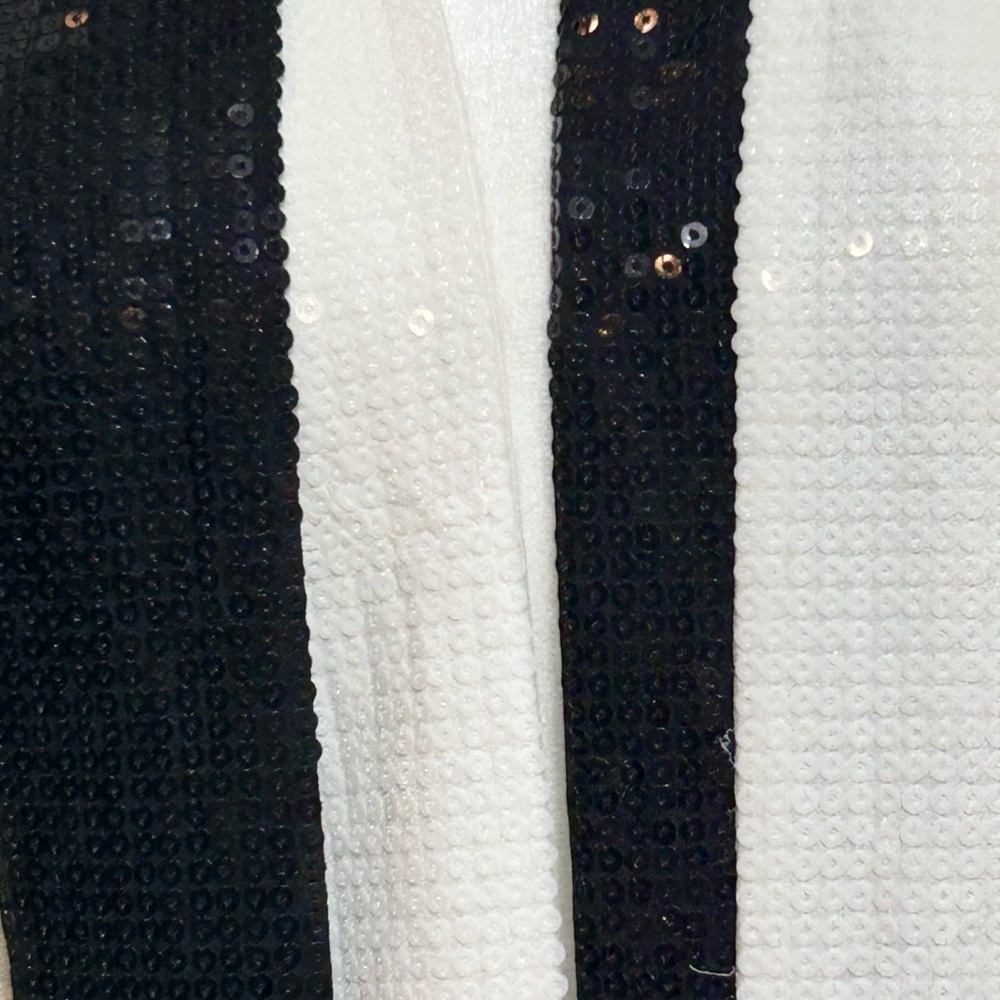 Per Se Black, White Sequined and Beaded Sash Belts Set with Fringe - Picture 7 of 13